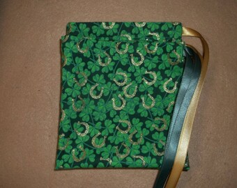 Lucky Irish/St. Patrick's Day/Shamrocks/horse shoes drawstring gift/treat/goody/storage bags