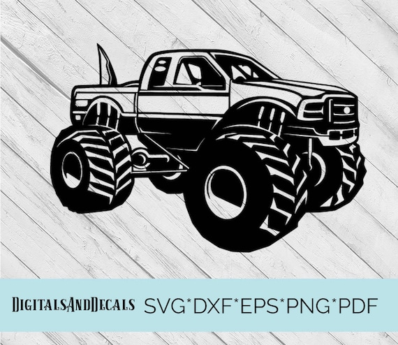 Download Monster Truck SVG Silhouette Dxf Cutting Files for Cricut and
