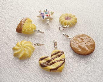 Cookies Stitch Markers. Set of 6. Polymer Clay.