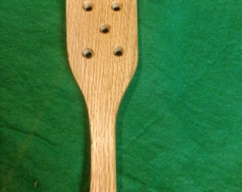 BDSM hairbrush style spanking paddle red oak with holes mature