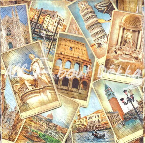 Travel Decoupage Napkins Set of 4 Italy Venice Paris