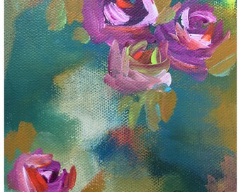 Midnight Blooms - Original Acrylic Floral Painting