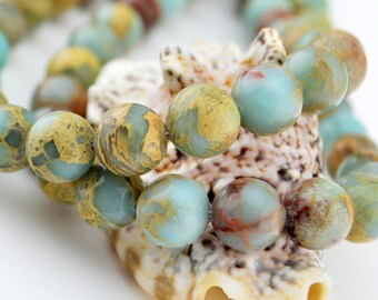 16 Inch Full Strand Aqua Terra Jasper , Sea Sediment Jasper 10MM Round Bead
