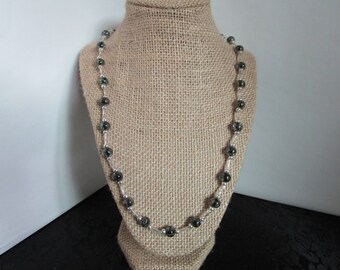 Black Smoke Glass Beaded Necklace