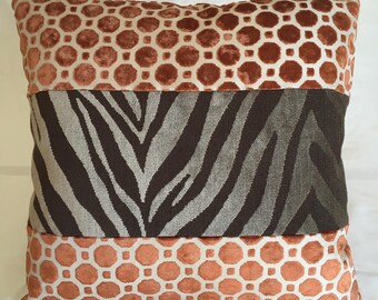Giraffe Velvet Hexagon/ Chocolate Zebra Velvet & Tapestry