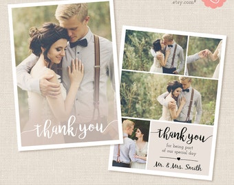 Thank You Card Template, Thank You Printable, Photography Templates, Photoshop Templates for Photographers, PSD template, collage card