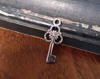Skeleton Key Charms Antiqued Silver Steampunk Keys BULK Skeleton Keys Wholesale Keys Key Pendants 100 pieces