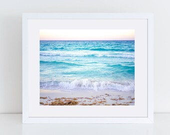 Beach Print, Ocean Print, Beach Photography, Surf Art, Sunset Print, Living Decor, Turquoise Art, Waves Art, Surfer Art, Surfer Decor