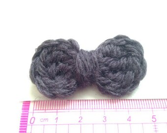 4 bowties grey charcoal wool and crochet