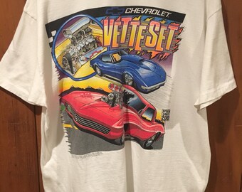 Vintage Corvetter Vette Set Men's XL 90s Chevy Chevrolet T Shirt
