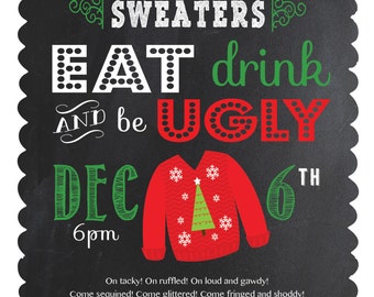 Holiday Invitations - Ugly Sweater Party - Customized