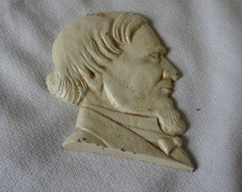 Antique Cast Iron Paper Weight with Likeness of Jefferson Davis