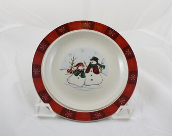 Royal Seasons Stoneware Snowman Bread Butter Plates " Set of 8, Holiday Dinnerware