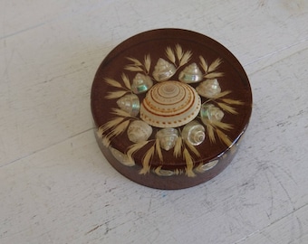 Vintage Resin and Shell Round Paperweight - 8cm across