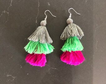 Fiesta pink tassel earrings