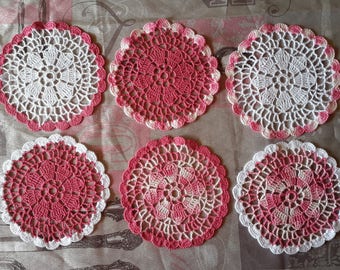Set of 6 coasters, handmade crochet
