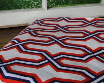 Cohama Geometric Red, White and Blue Vintage Fabric - One Yard