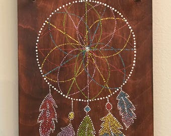 Dream Catcher Dot Painting on wood