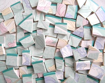 Mosaic China Tiles - Pastel Colors - 100 Tiles - Recycled Plates
