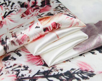 16mm 108CM Lotus printing stretch silk satin by half meter DF6007