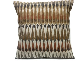 Decorative Pillow Cover Gray Rust Black Brown Taupe Multi Colored Same Fabric Front/Back Toss Throw Accent 18x18 inch x