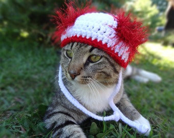 Hat for Cats, Cat Hat, Dog Hat, The White and Red Wackadoodle Cat Hat