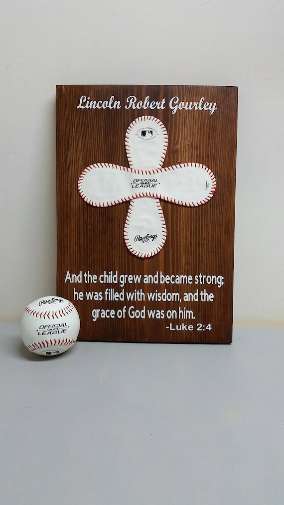 Personalized Baseball Cross Sign with Bible Quotation