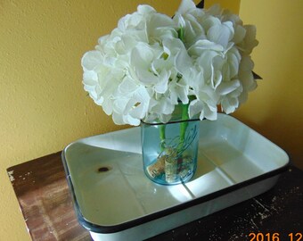 Vintage White and Black Enamel Roasting Pan