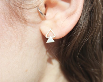 Double triangle earrings silver