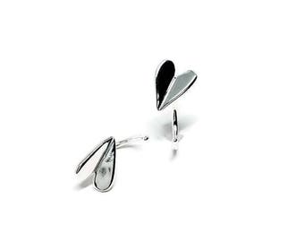 Fluttering Heart Huggie Sterling Silver, Silver Heart, Heart Earrings, Heart Huggie