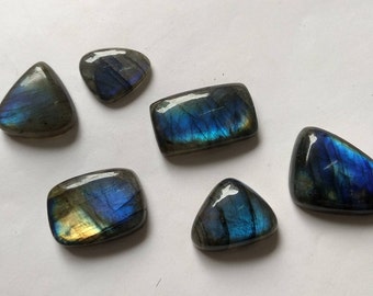 AAA Very Rare 100% Natural Labradorite Gemstone 6 ps lot Loose Cabochon fancy Shape Blue Fire Approx Size17*21 tom17*29 mm Approx Wholesale