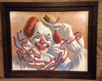 Vintage Elmo the Clown Lithograph Artist Arthur Sarnoff Framed