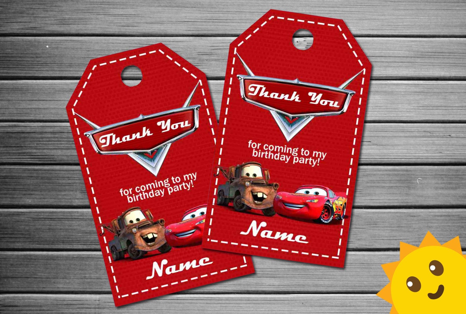 Cars Thank You Tags Cars Birthday Favor Tags Cars Party