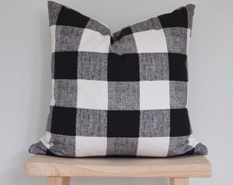 Black and white buffalo check pillow cover