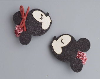 Cute Minnie and Mickey Design Hair Clip Alligator Clip Black Kissing Mouse Set of 2
