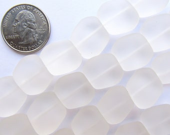 Sea Glass BEADS Square Nugget 18x17mm Drilled 11 pc Strands Making sea glass jewelry