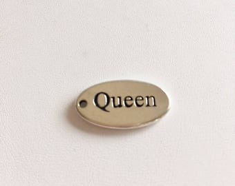 Sterling Silver Charms-"Queen" Word Charm