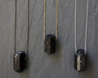 Black Tourmaline / Raw Tourmaline / Stone of Empowerment / Tourmaline Necklace / Tourmaline Pendant / Gift for Mom