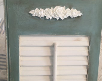 Shabby Chic - COTTAGE Style Wood Shutters -You Get Two- The Pair are Hand-Painted - You Pick the Color!! White Porcelain Knob