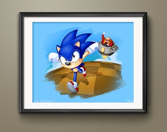 Limited Edition Sega Sonic the Hedgehog Video Game Art Print