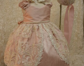 Baptism blush dress-christening-infant flowergirl-Debbie
