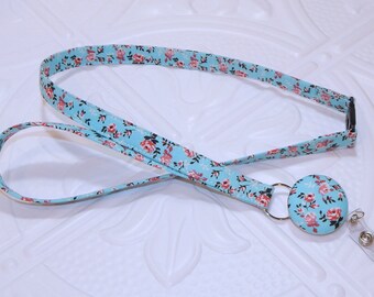 Floral Breakaway Safety Lanyard With Retractable Badge Reel - Fabric Lanyard - Badge Holder Lanyard - Id Badge Holder