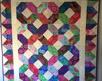 Kaffe Kisses Hugs Quilt, Quilts for Sale, Handmade Quilts, Homemade Quilts, Bright Quilts, Quilts for Gifts