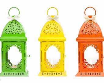 Mexican Fiesta Decorations - Moroccan Lantern-Mexican Wedding-Metal Candle Holder - Fiesta Party Wedding Decorations - Lantern Centerpiece