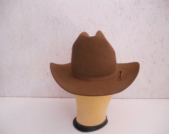 Vintage Resistol Cowboy Hat . NIOB . Chestnut Brown Felt . Style Cattleking . Long Oval . Size 6 5/8