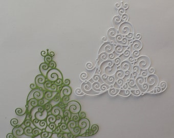 Swirl Christmas Tree Die Cut, Christmas Tree Cutout