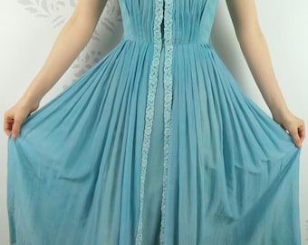 VINTAGE BLUE DRESS 1950s Lace R & K Originals Size Extra Small