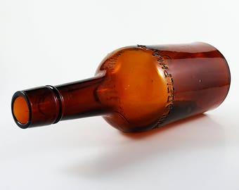 Amber Glass Whiskey Bottle marked Humphrey & Martin of Philadelphia-Antique whiskey bottle-Vintage whiskey bottle-1800s bottle-Apothecary