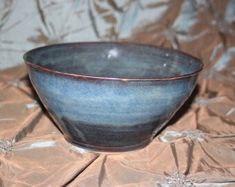 handmade ceramic bowl wheel thrown with blue glaze