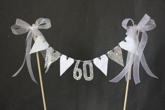 60th Diamond Wedding Anniversary Cake Topper Suitable For 60th